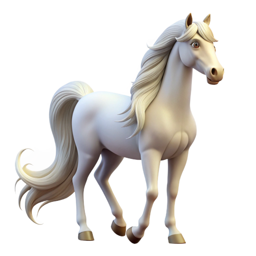 dynamic breathtaking Horse, Arabian, white, flowing mane and tail with Transparent Background ultra HD png