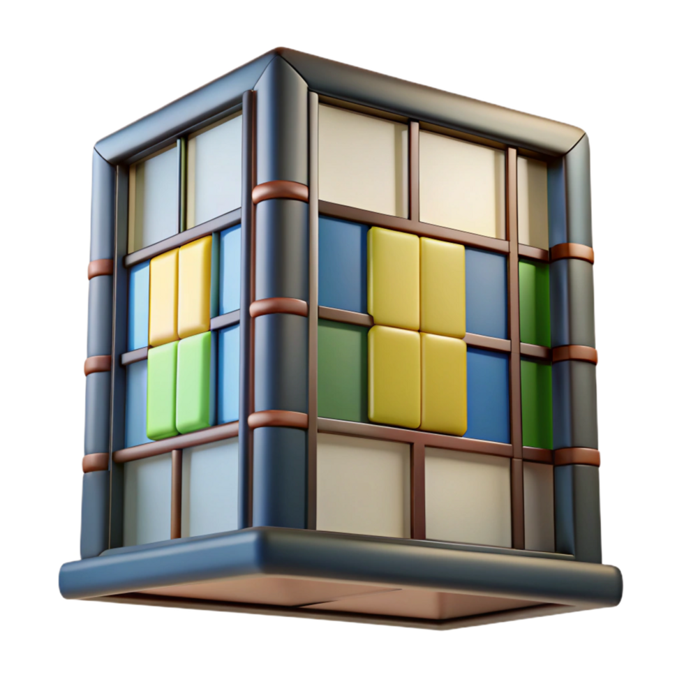 dramatic mesmerizing Frank Lloyd Wright inspired stained glass window panel, with Transparent Background 8K png