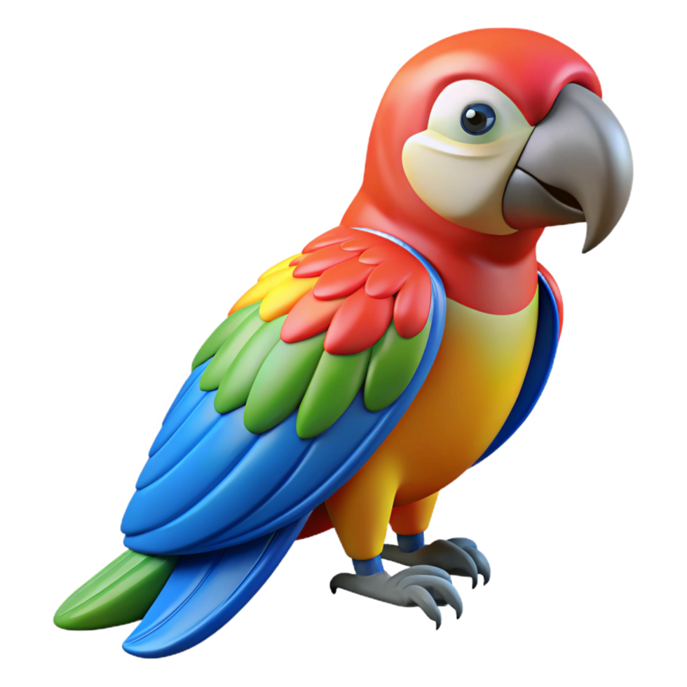 alluring vintage A colorful macaw parrot, perched, with Transparent Background impeccable png