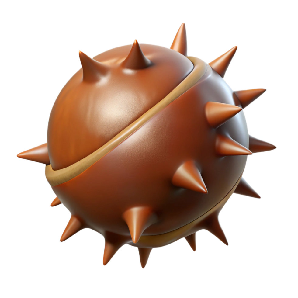 distinguished nordic Ultra-detailed, isolated cutout of a single, brown chestnut with its spiky outer shell with Transparent Background sharp png
