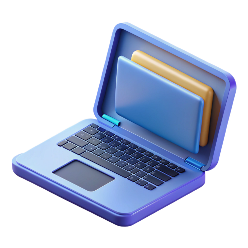 deslumbrante elegante computador portátil computador com aberto tampa exibindo código com transparente fundo artesão png