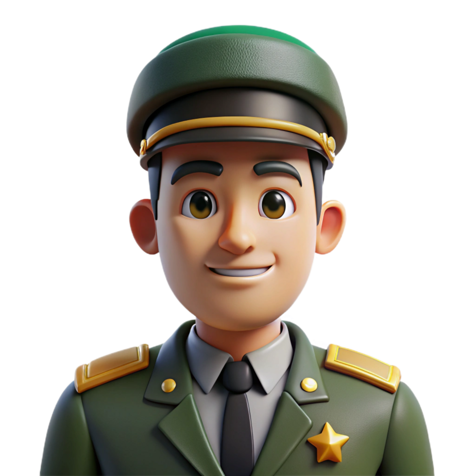 dynamic elegant Military personnel in uniform, military portrait, with Transparent Background genuine png