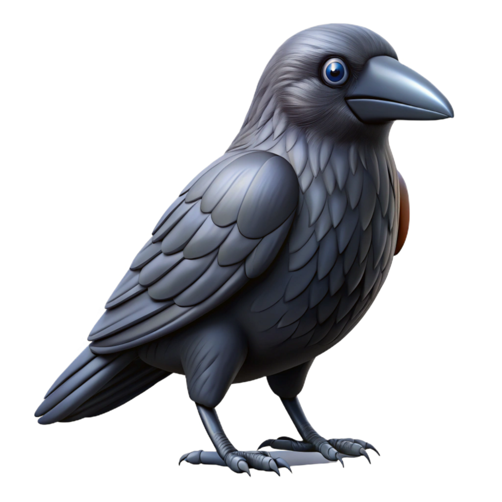 exquisite art deco A single, realistic raven with glossy feathers, with Transparent Background handcrafted png