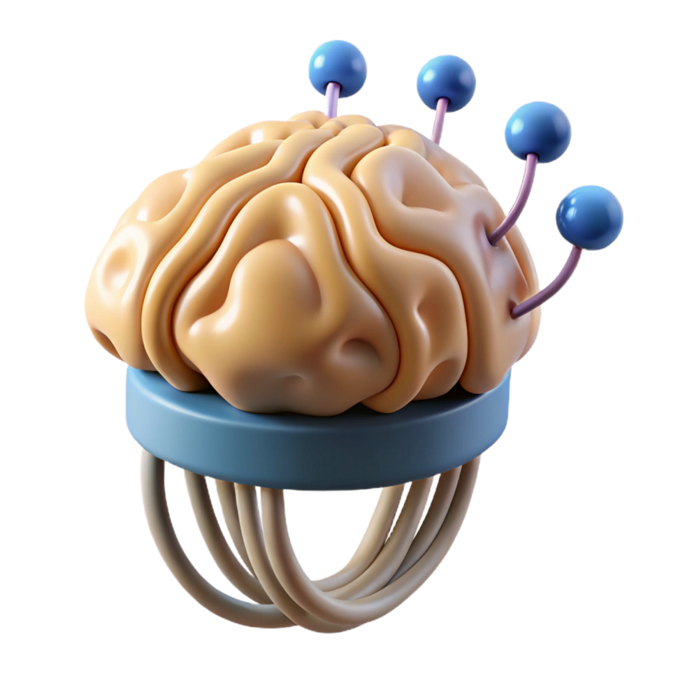 energetic wonderful Photorealistic professional render of a single, advanced neural implant with fiber optic cables with Transparent Background impeccable png