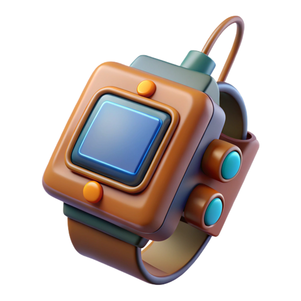 beautiful bohemian Ultra-detailed professional render of a retro-futuristic wrist communicator with an analog display and antenna, isolated cutout with Transparent Background expertly shot png