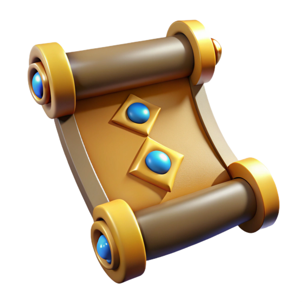 distinctive organic Concept art style, hyper-specific, professional render of a single, ancient, cosmic scroll with cryptic symbols Isolated cutout with Transparent Background premium png