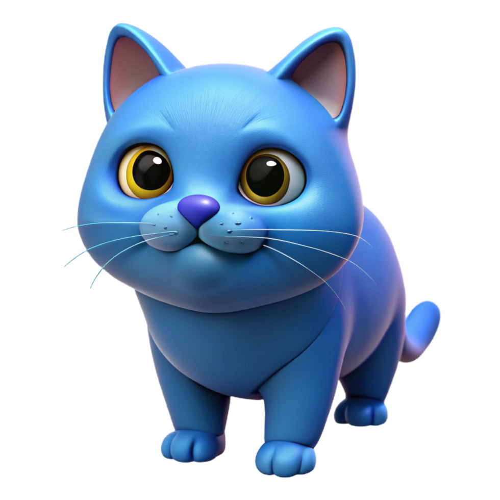 distinctive minimalist British Shorthair cat, blue, curious expression, with Transparent Background crisp png