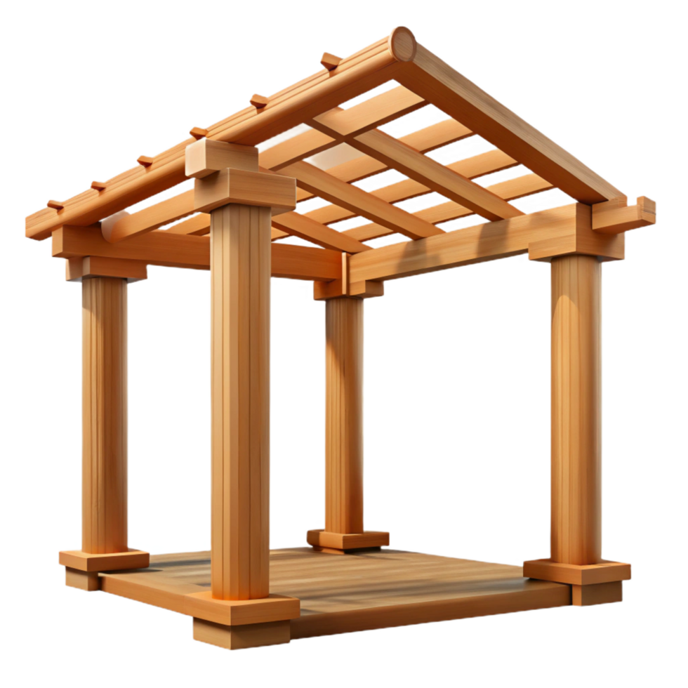 dazzling tranquil baroque Wooden pergola beam structure, with Transparent Background top-tier png