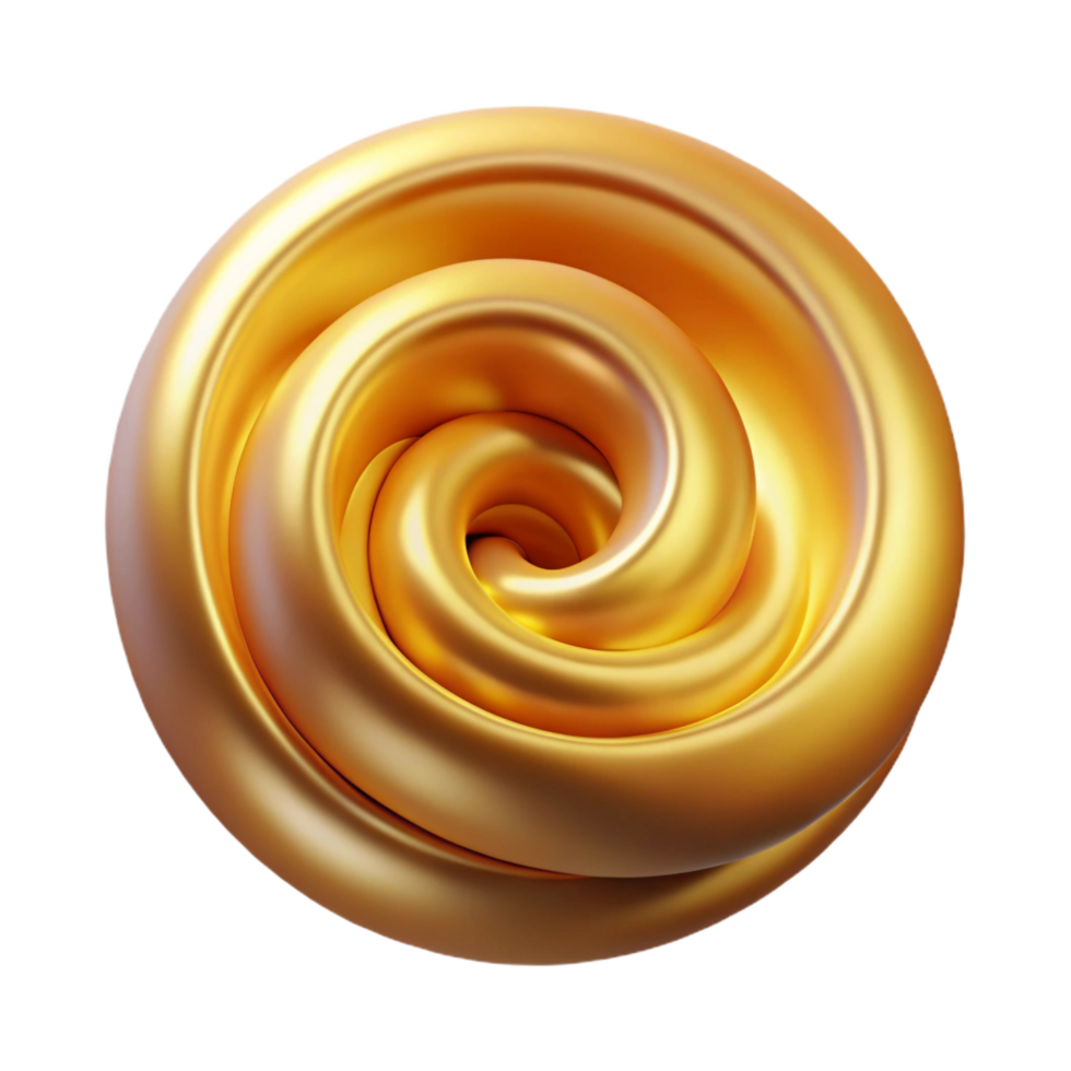 acclaimed avant-garde Concept art style, professional render of a single, isolated, floating, golden spiral, radiating subtle energy Isolated cutout with Transparent Background refined png