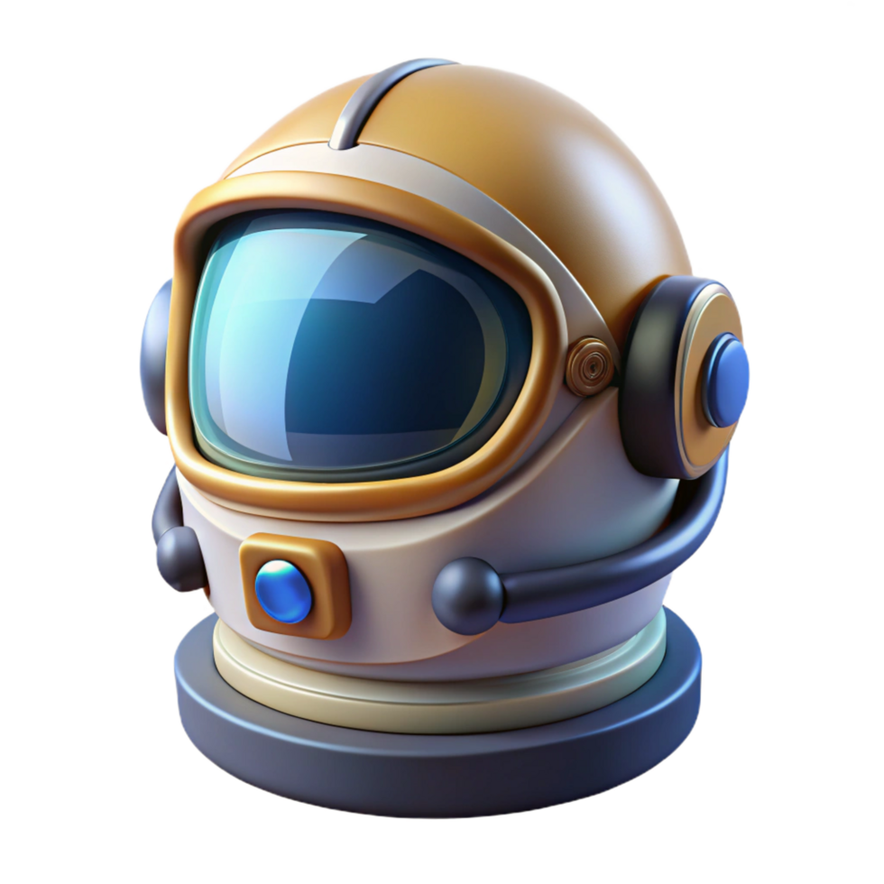 alluring unforgettable Stylized spacesuit helmet with reflective visor and communication array with Transparent Background png