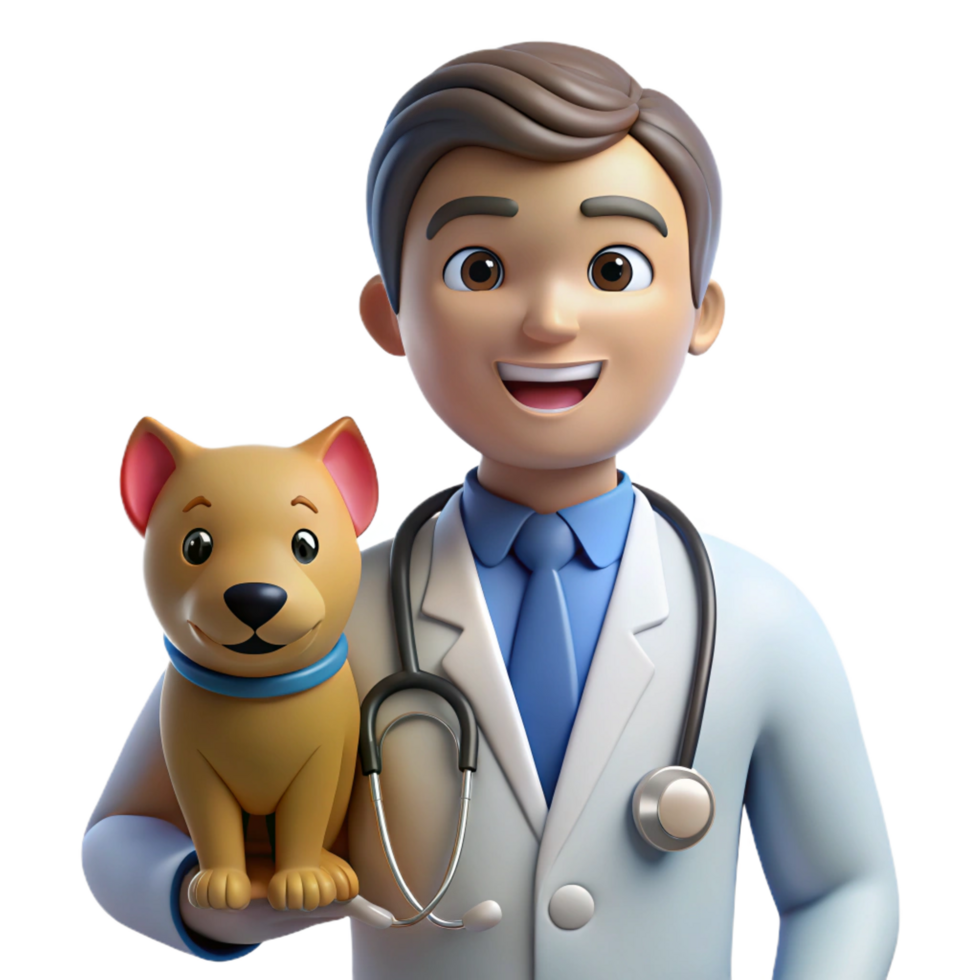 acclaimed coastal Vet examining animal, veterinary portrait, with Transparent Background flawless png