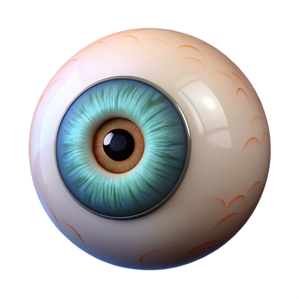 alluring timeless Ultra-detailed, isolated cutout of a single, stylized, human eye with intricate iris details and realistic reflections, professional render with Transparent Background png