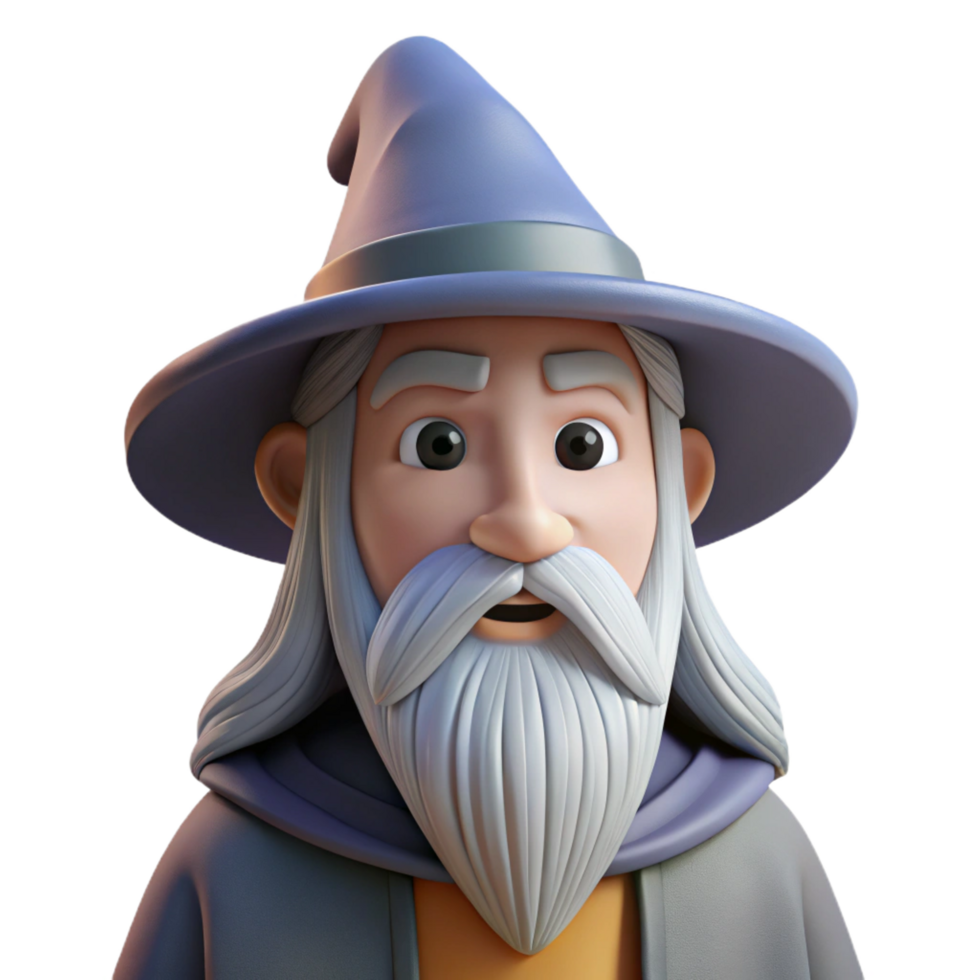 unforgettable art deco A wise old wizard with a long white beard, with Transparent Background professional png