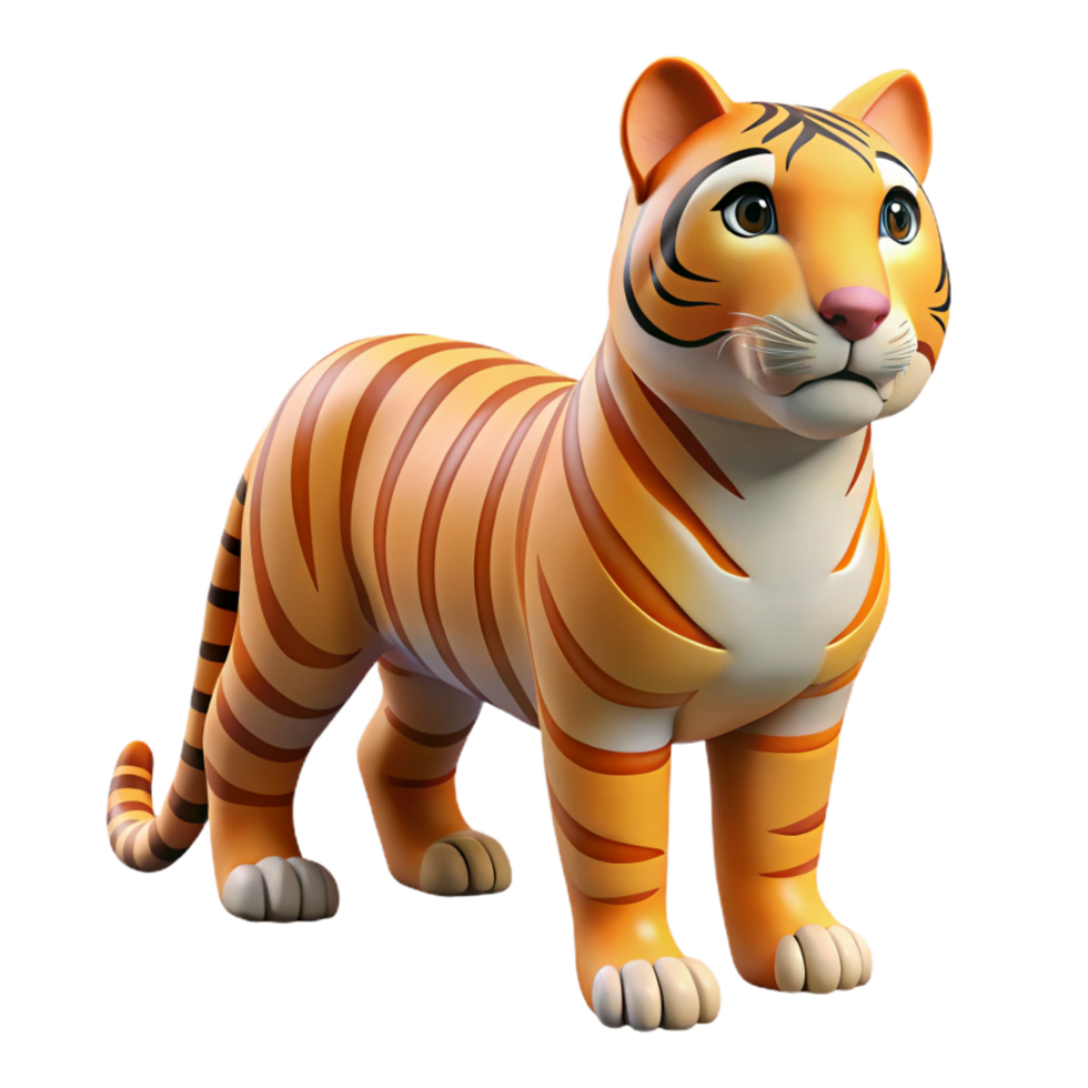 acclaimed avant-garde Concept art style hyper-specific isolated cutout of a single tiger Panthera tigris stripe pattern, with Transparent Background refined png