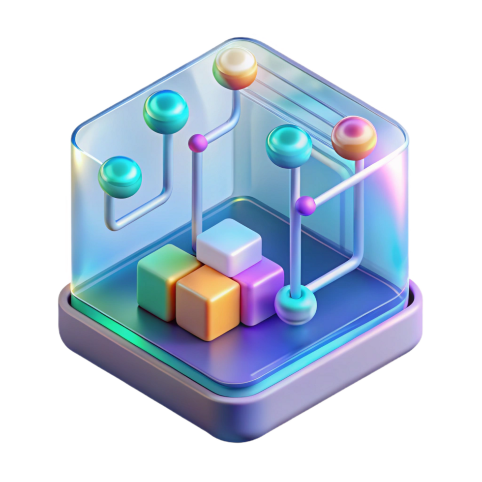 magnificent impressionist Holographic interface displaying complex data streams with Transparent Background artisan png