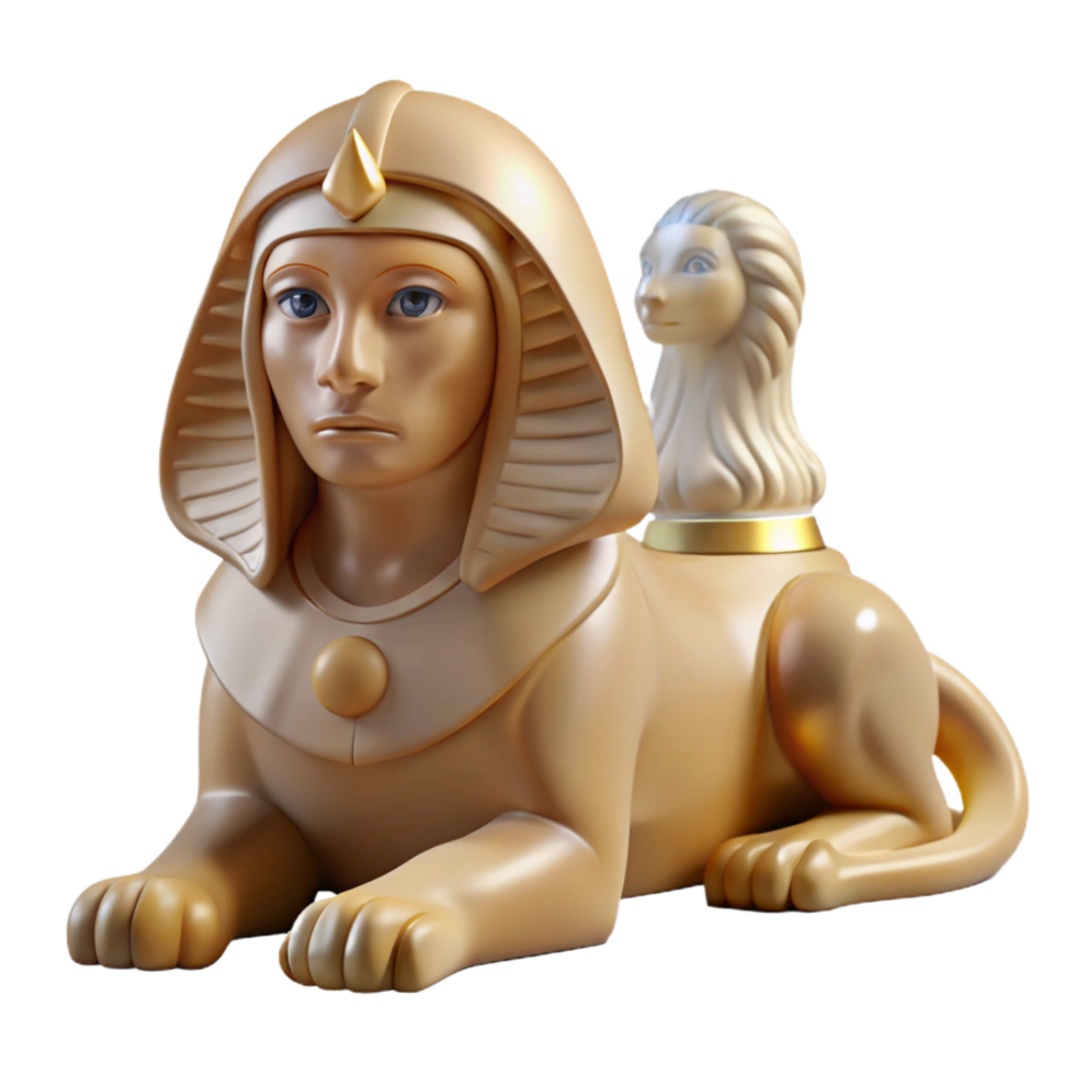iconic contemporary Sphinx, enigmatic creature with a woman's head and a lion's body with Transparent Background crisp png
