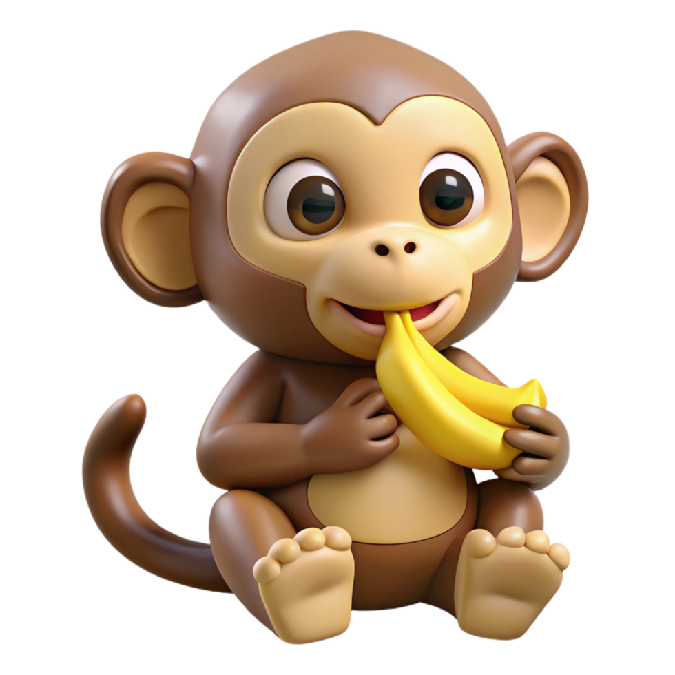 romantic fascinating Monkey eating banana with Transparent Background crisp png