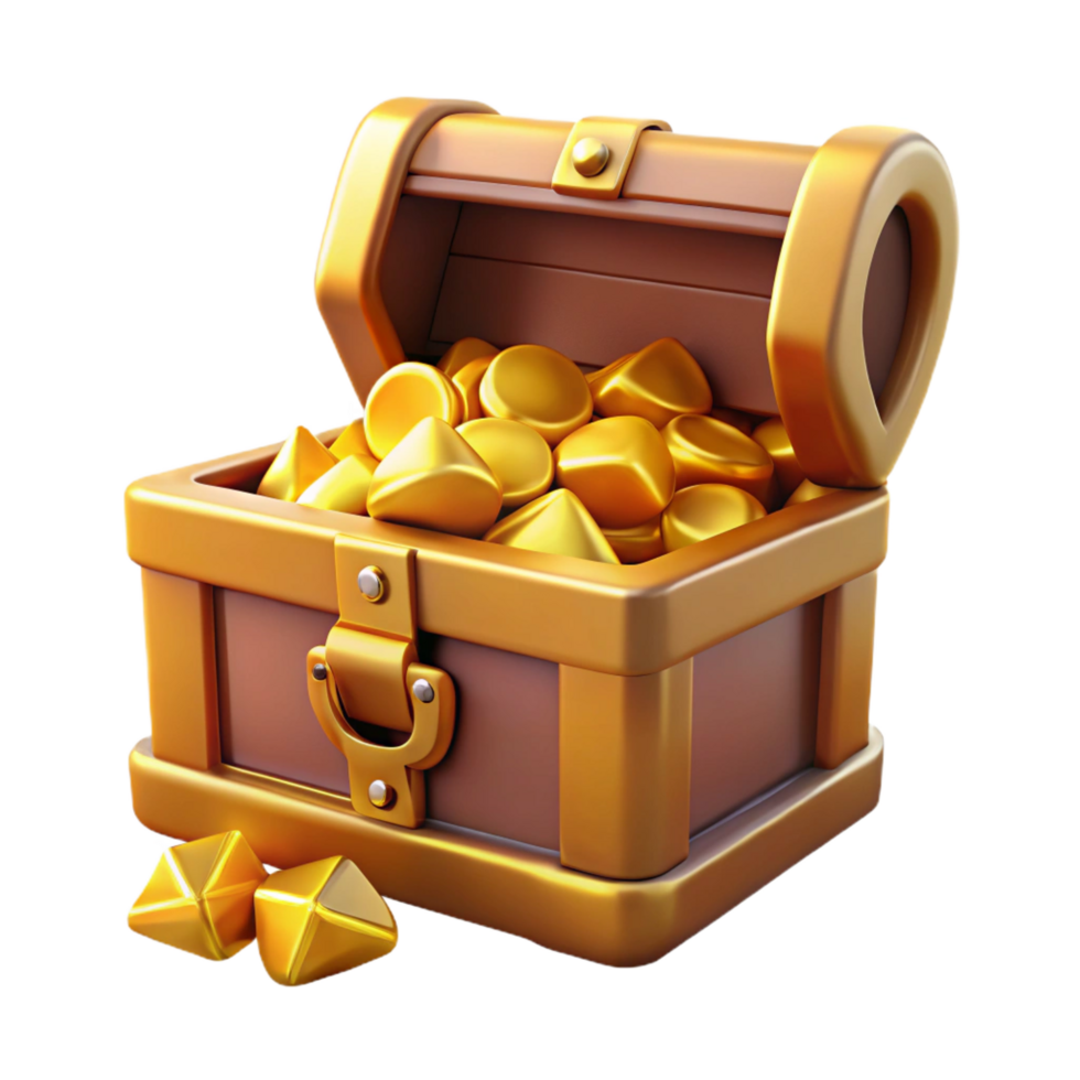 romantic radiant A treasure chest overflowing with gold with Transparent Background genuine png