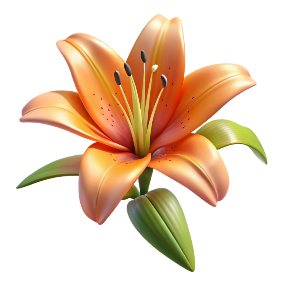 energetic enchanting Tiger lily flower bloom with Transparent Background high resolution png