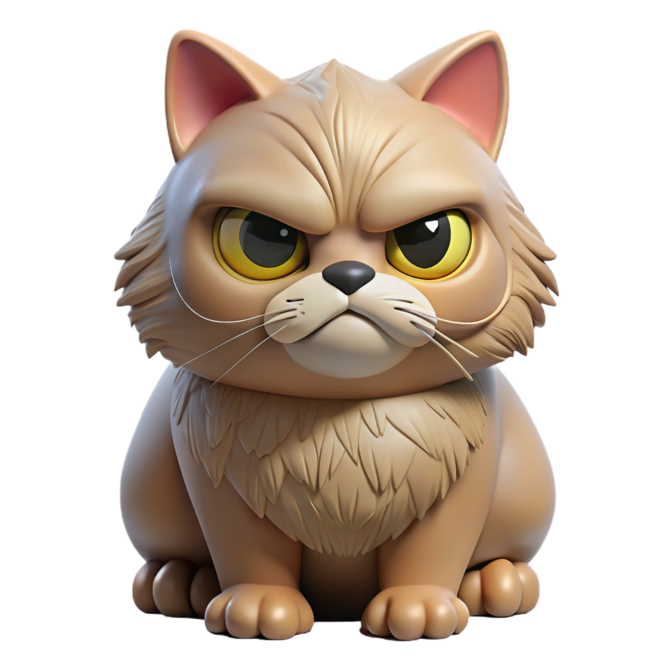 quintessential baroque A grumpy Persian cat with flattened ears with Transparent Background handcrafted png