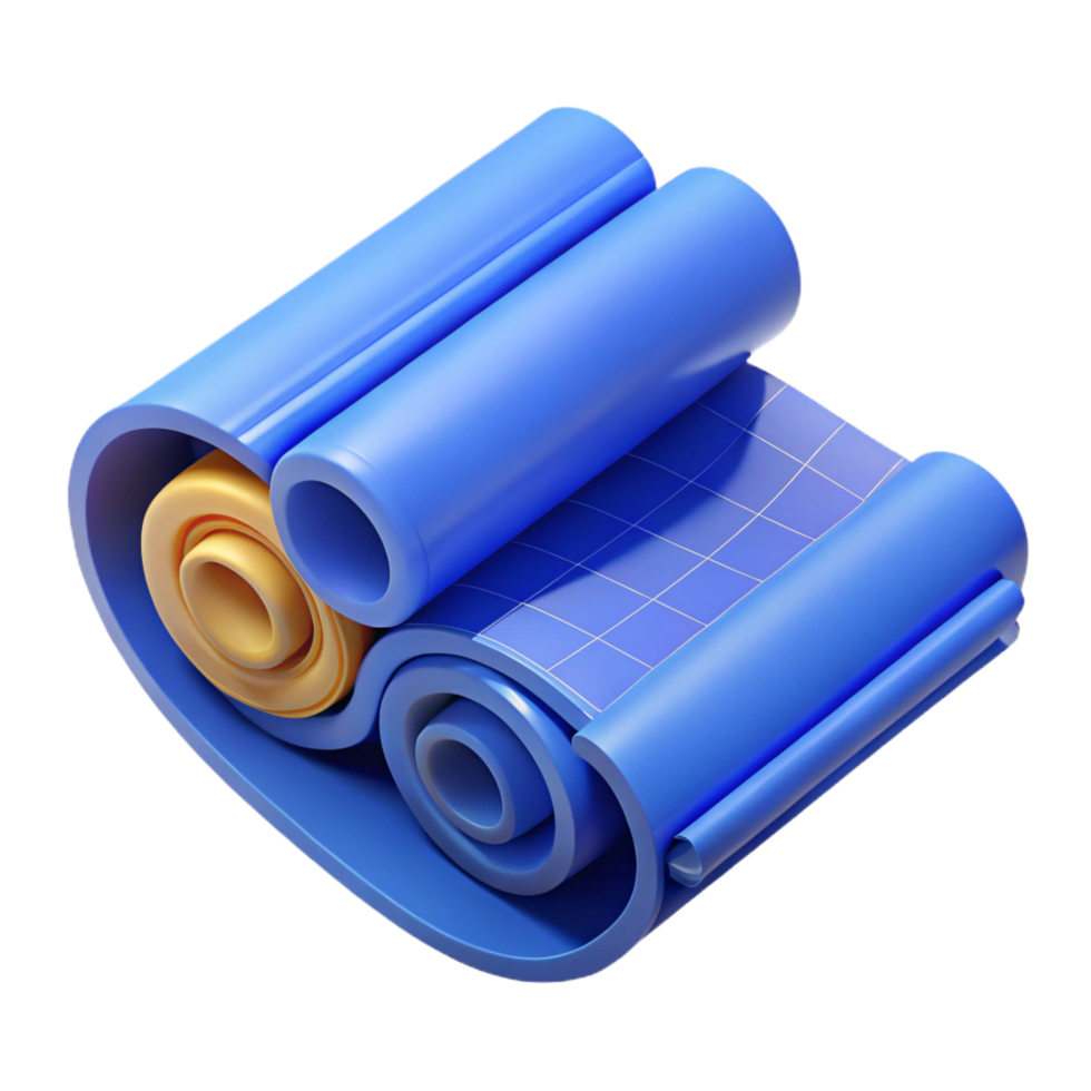 picturesque unparalleled Blueprints rolled up with Transparent Background png