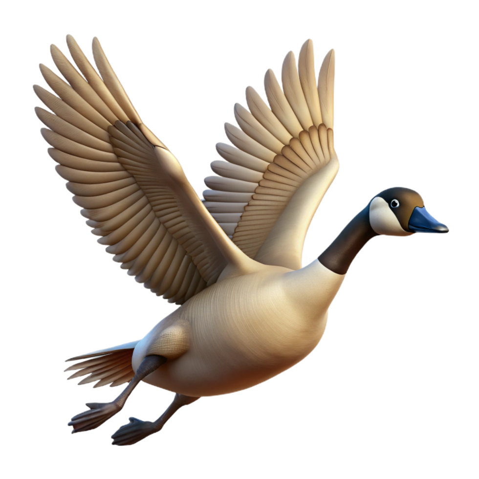 acclaimed art deco Goose, Canada Goose, honking, in flight wings outstretched with Transparent Background high quality png