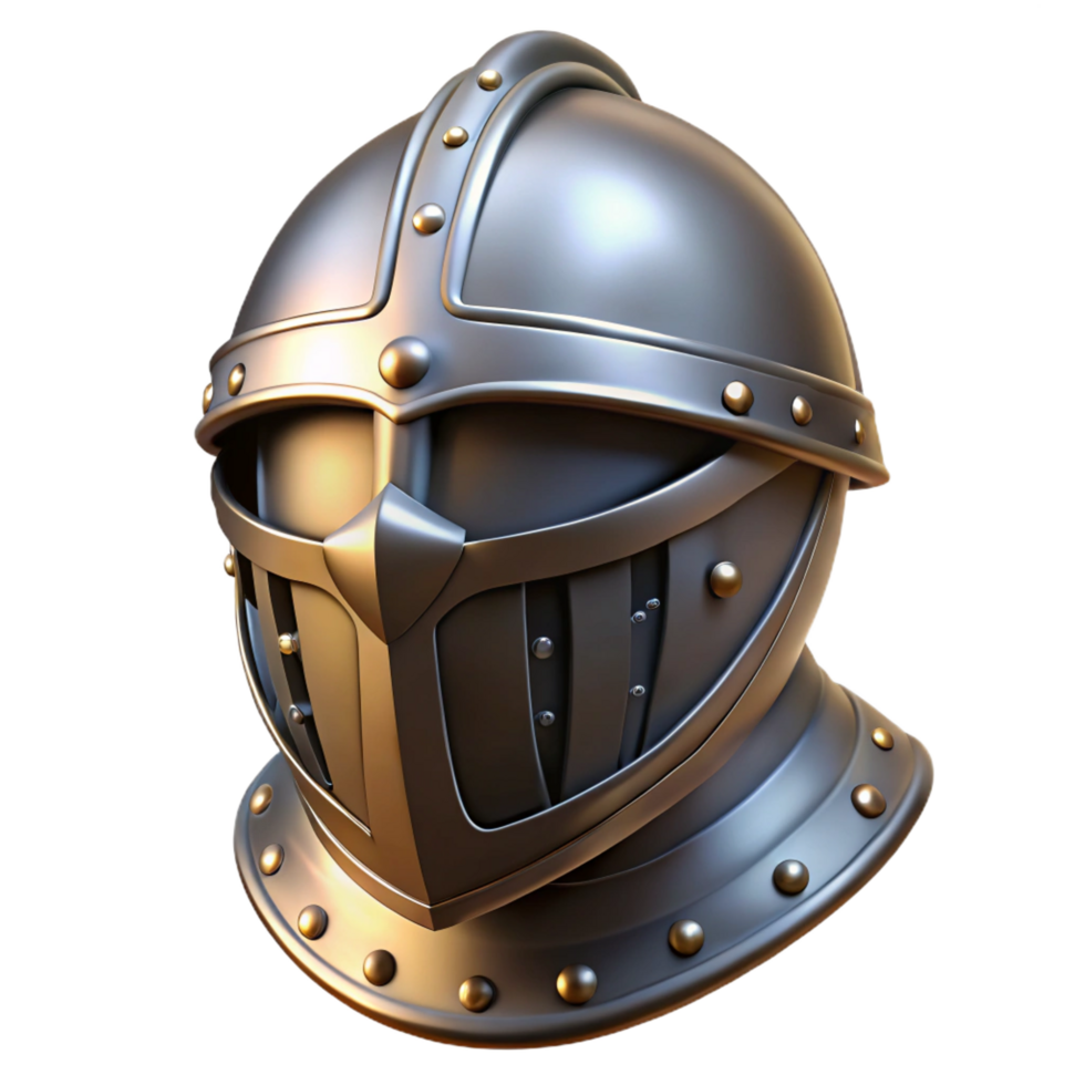 alluring celebrated Ultra-detailed, professional render of a single, medieval knight's helmet with a visor Isolated cutout with Transparent Background png