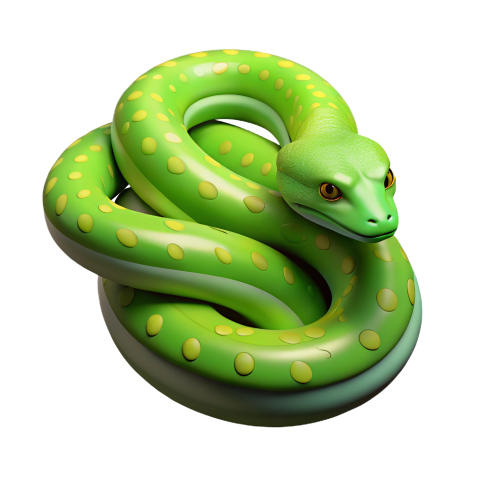 sumptuous impressionist A slithering green tree python, coiled with ...