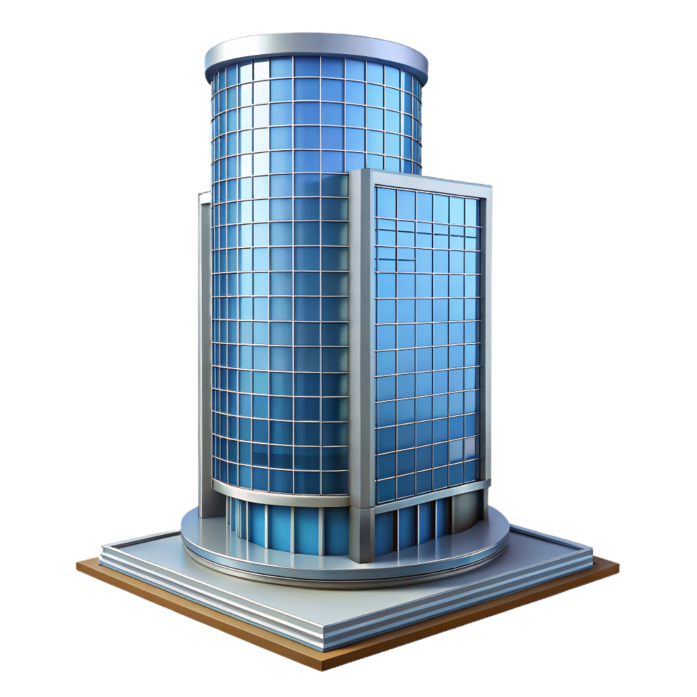 acclaimed contemporary Modern skyscraper, glass and steel construction, with Transparent Background original png