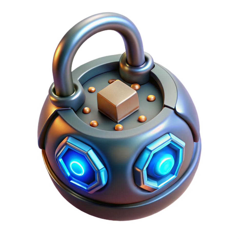 acclaimed organic Photorealistic professional render of a single, advanced hacking tool with glowing LED indicators with Transparent Background artisan png