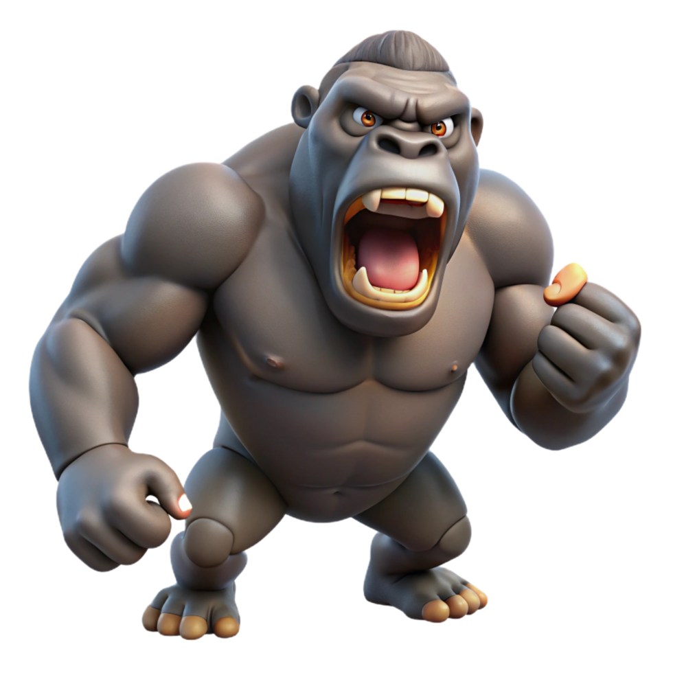 coveted avant-garde A growling gorilla, beating its chest with Transparent Background 8K png