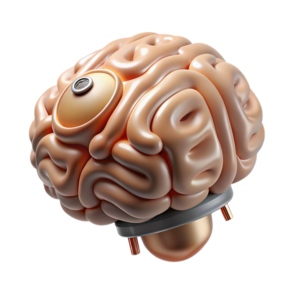 notable rustic Isolated cutout, photorealistic, ultra-detailed render of a single, advanced neural implant with Transparent Background high quality png