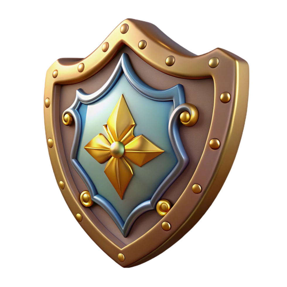 intense serene An ornate shield with mythological symbols with Transparent Background crisp png