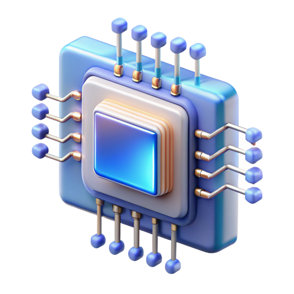 dazzling distinctive High-tech data chip with intricate circuitry and glowing data streams with Transparent Background png