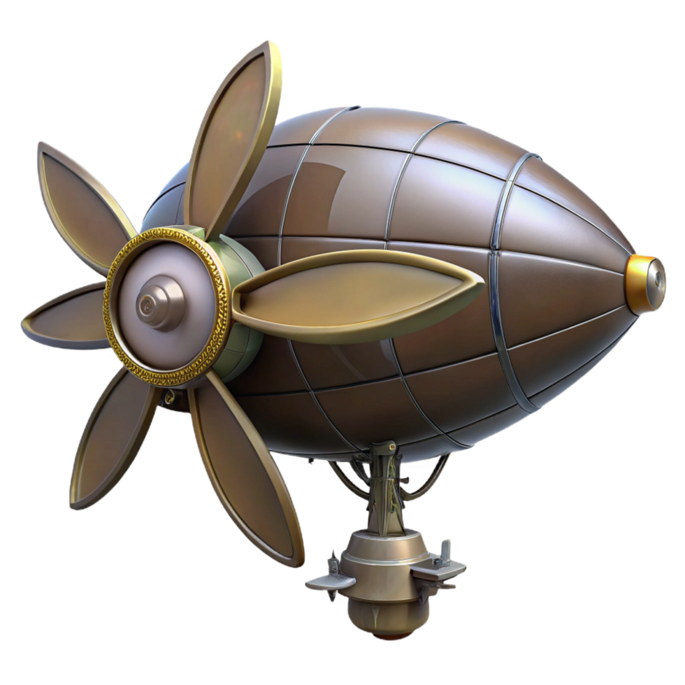 dramatic memorable Steampunk dirigible propeller with large blades and a central hub with Transparent Background png