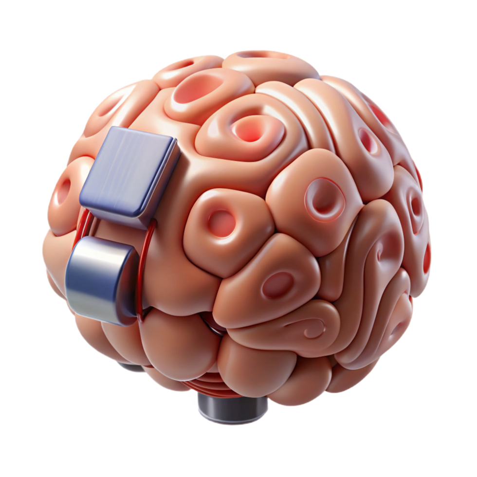 wonderful traditional Isolated cutout, photorealistic, ultra-detailed render of a single, advanced neural implant with Transparent Background precision png