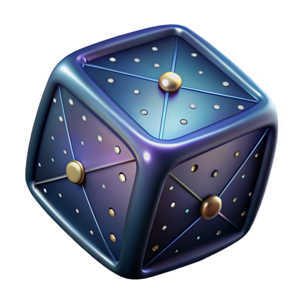 standout impressionist Isolated cutout, ultra-detailed, concept art style render of a single, hyper-specific, cosmic dice with constellation markings with Transparent Background museum quality png