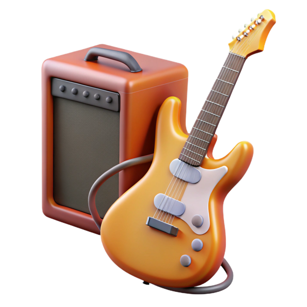 acclaimed nordic Electric guitar with amplifier with Transparent Background authentic png
