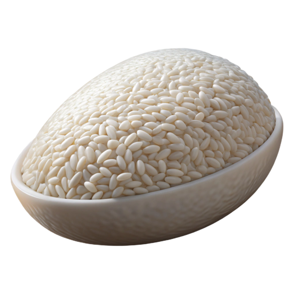 alluring rare Hyper-specific professional render of a single grain of rice with realistic texture and white color with Transparent Background png
