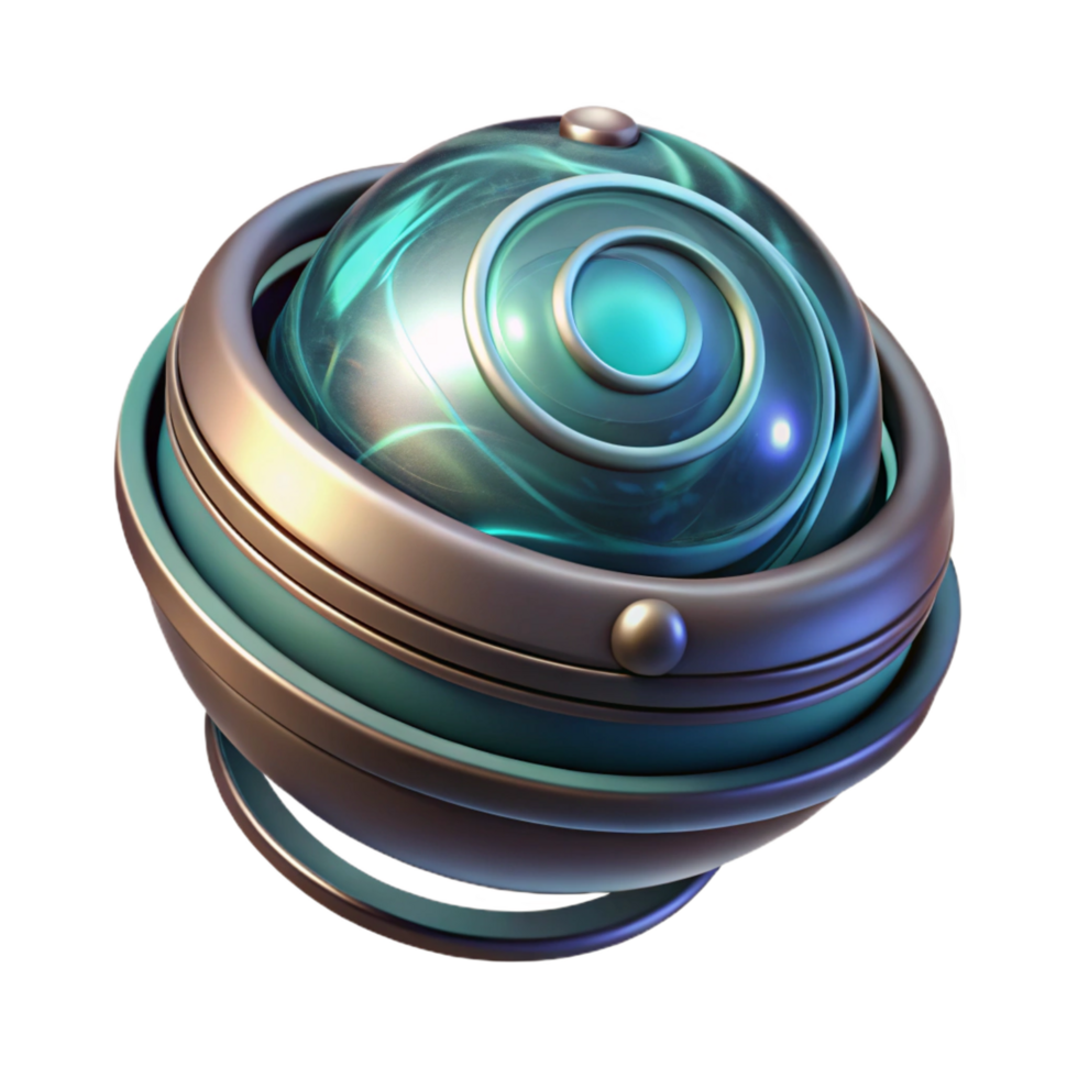 alluring distinguished Concept art style, isolated cutout of a futuristic, levitating orb with swirling energy patterns with Transparent Background png