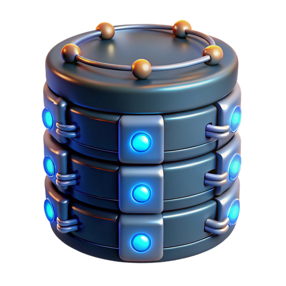 sumptuous ethereal avant-garde High-tech data storage device with glowing lights and intricate connections with Transparent Background handcrafted png