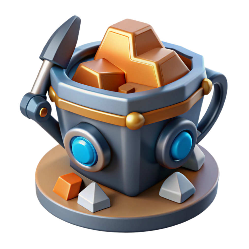 notable vintage Hyper-specific, concept art style isolated cutout of a futuristic mining tool, ultra-detailed with Transparent Background expertly shot png