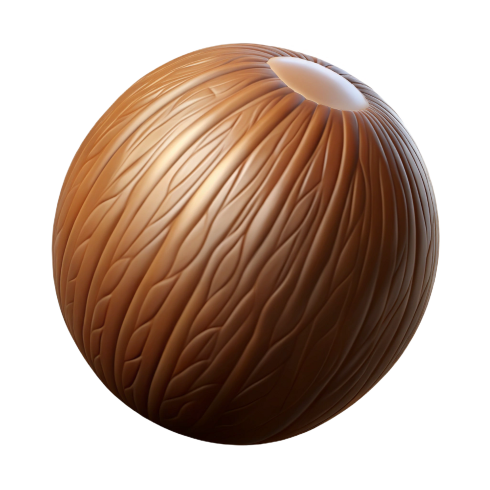 iconic futuristic Brown coconut with Transparent Background studio quality png