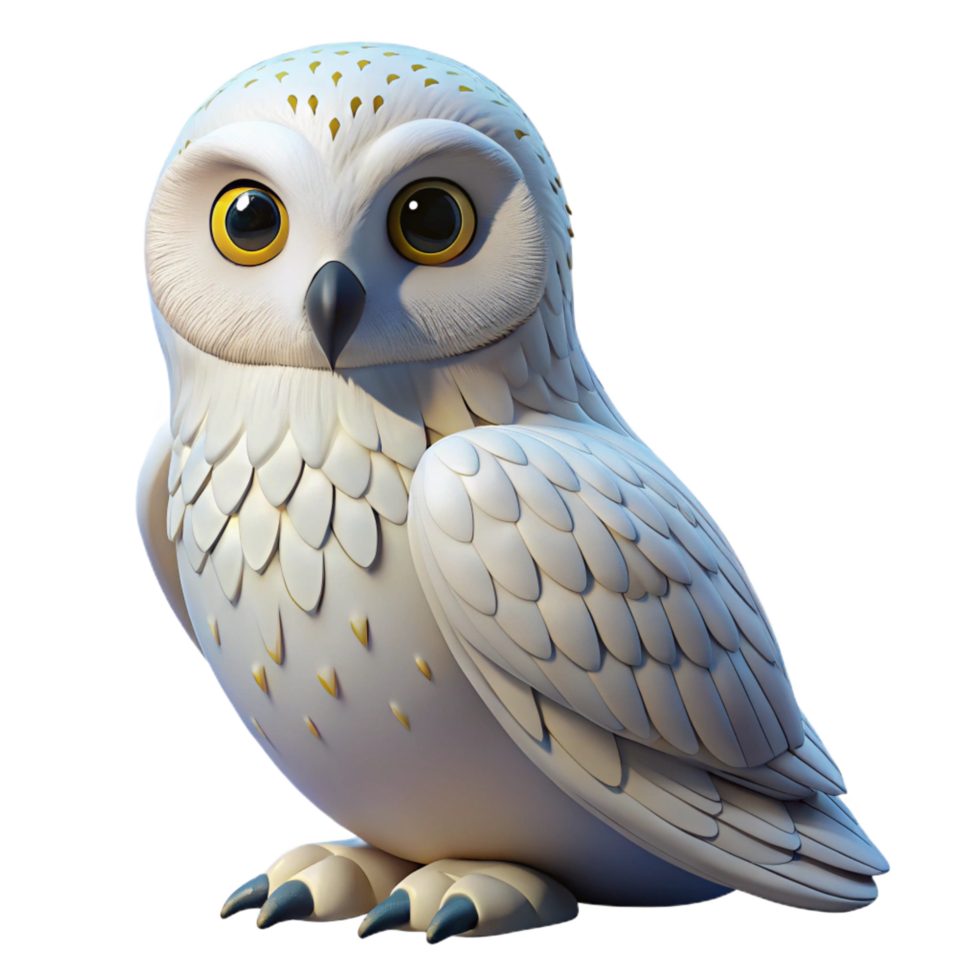 alluring bohemian A perched snowy owl with Transparent Background sharp png