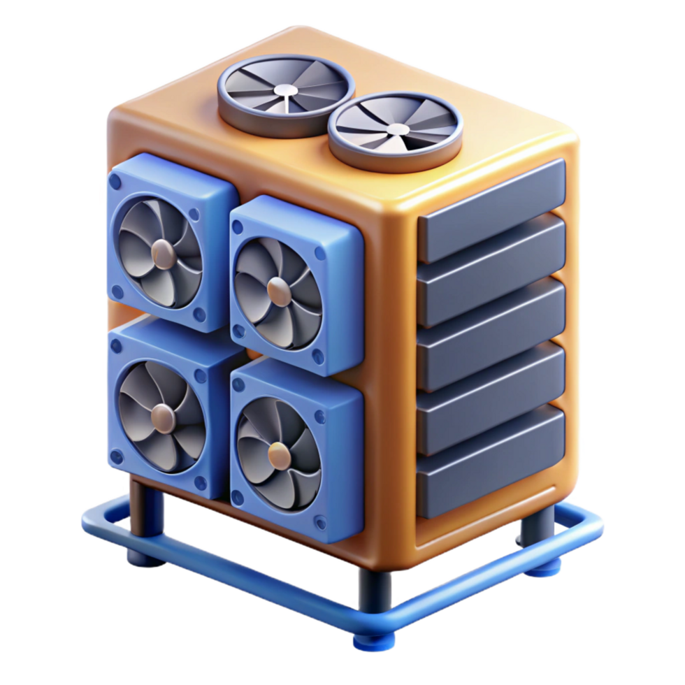serene passionate artistic Server rack with cooling fans with Transparent Background sharp png