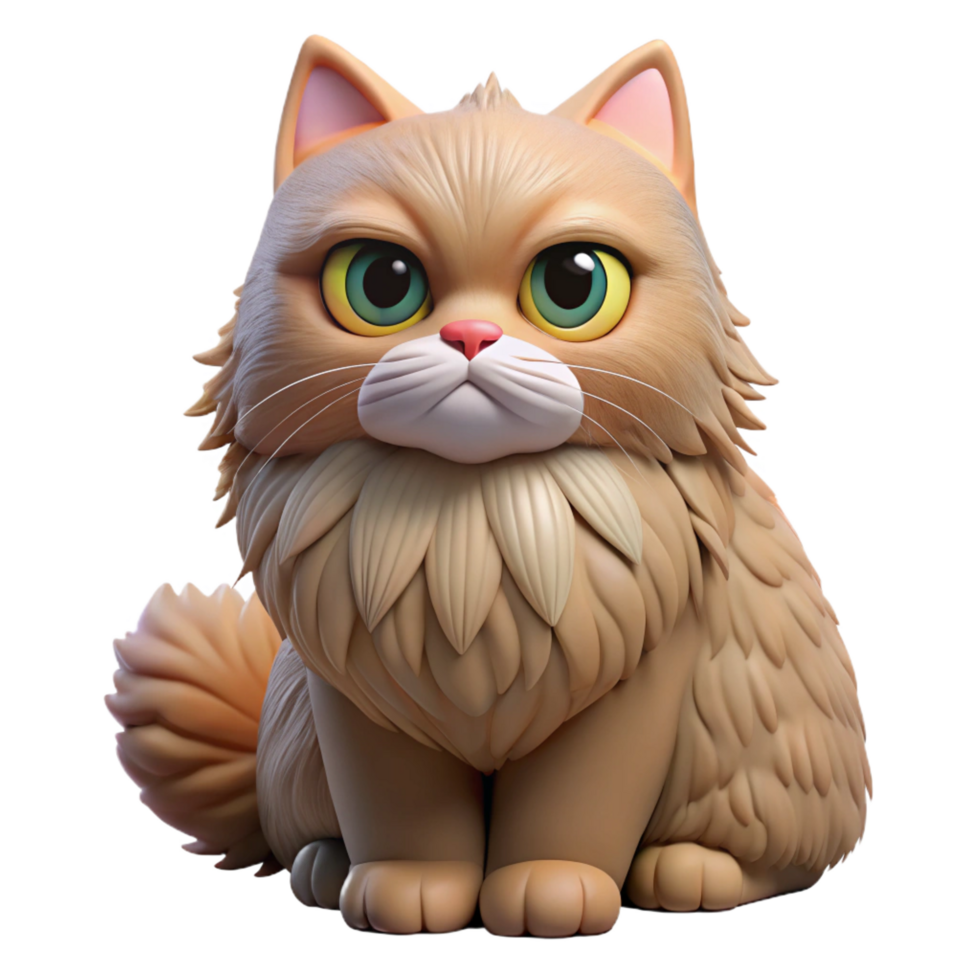 hypnotic joyful traditional A grumpy Persian cat with fluffy fur with Transparent Background crisp png