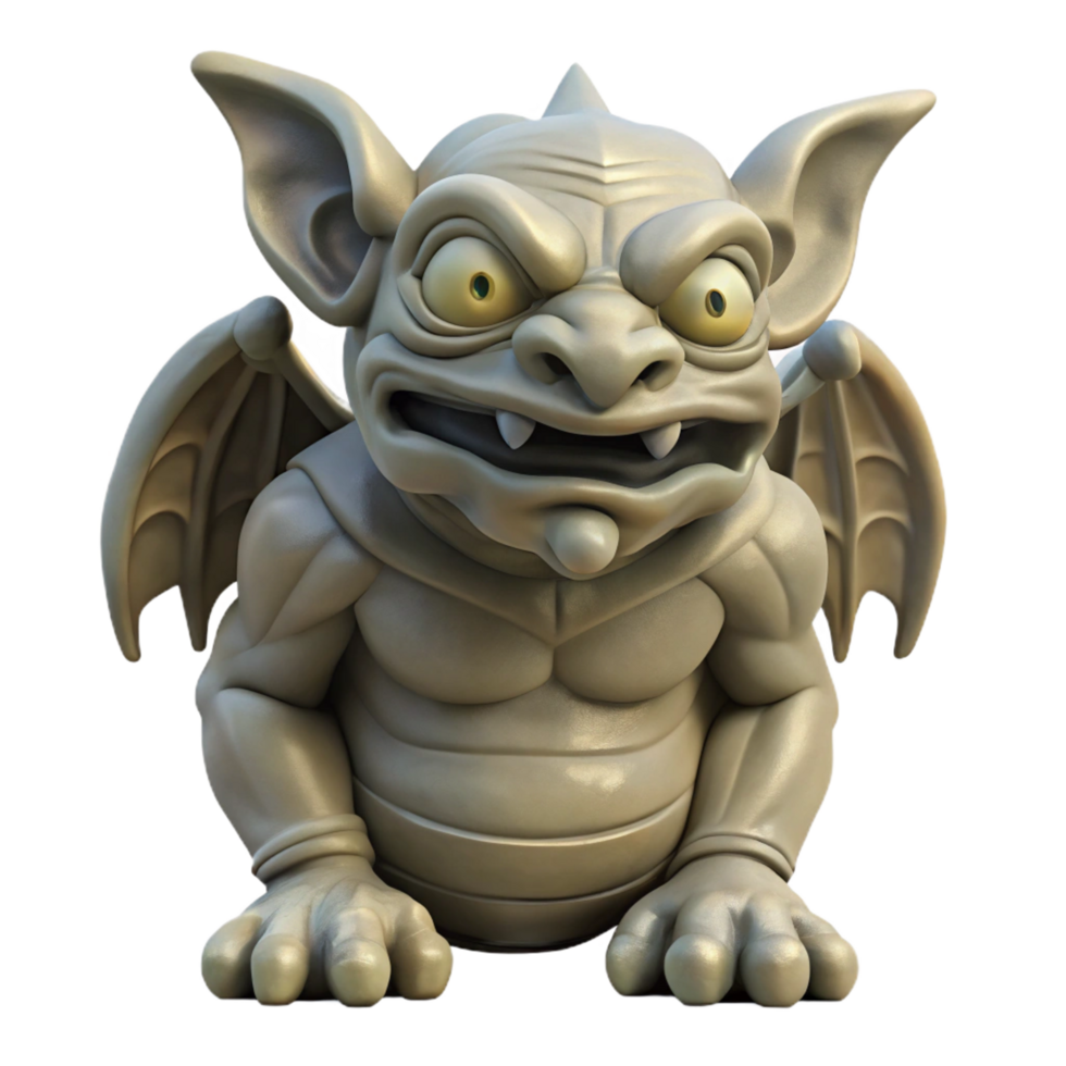 alluring contemporary Stone gargoyle, grotesque face, with Transparent Background original png