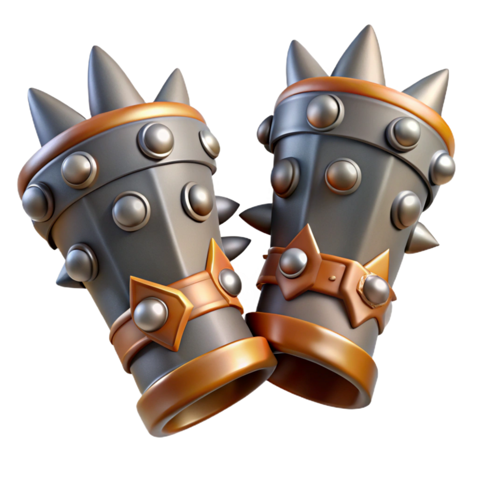 bold wonderful A pair of gauntlets with metal spikes, with Transparent Background artisan png