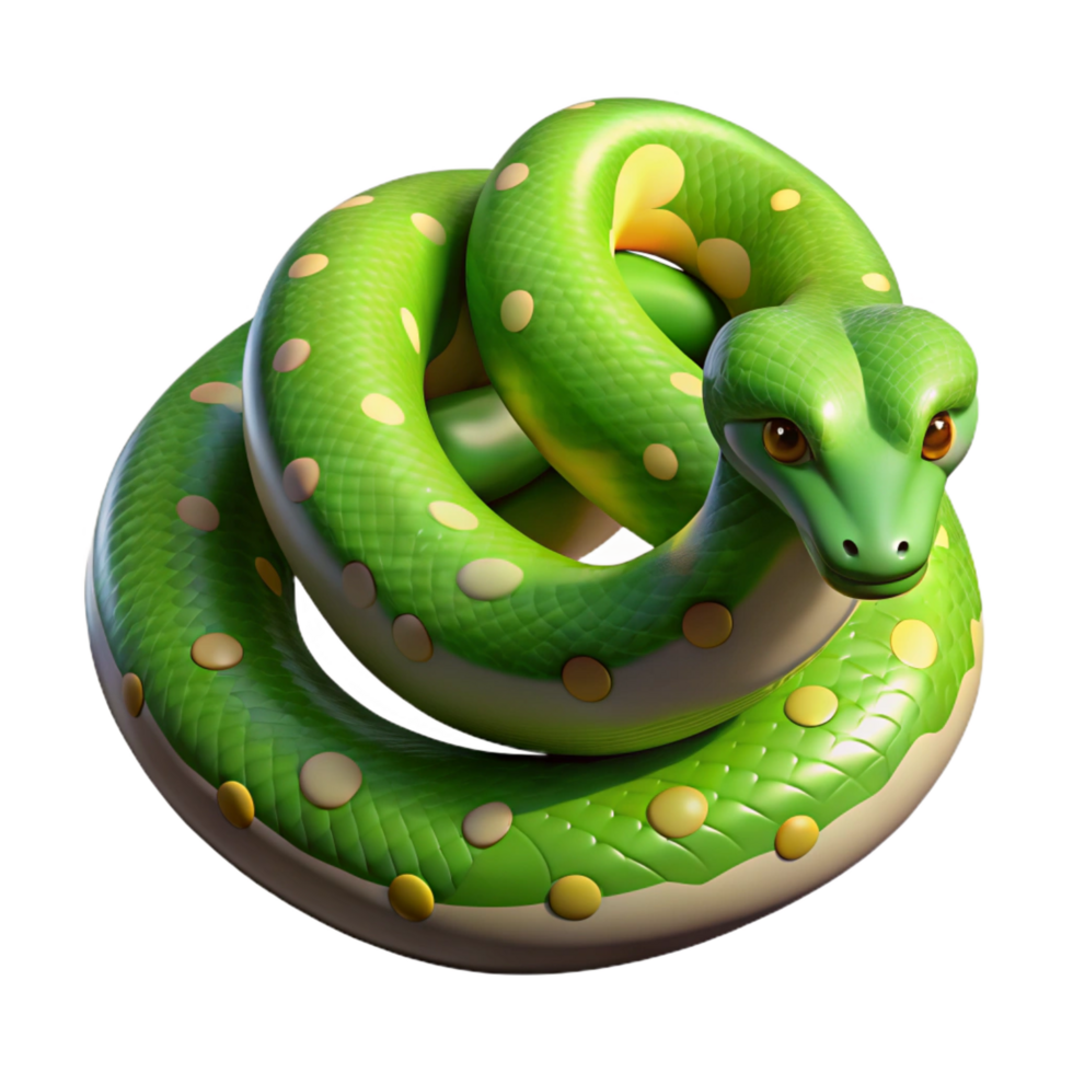 dynamique éblouissant une rampant vert arbre python avec transparent Contexte détaillé png