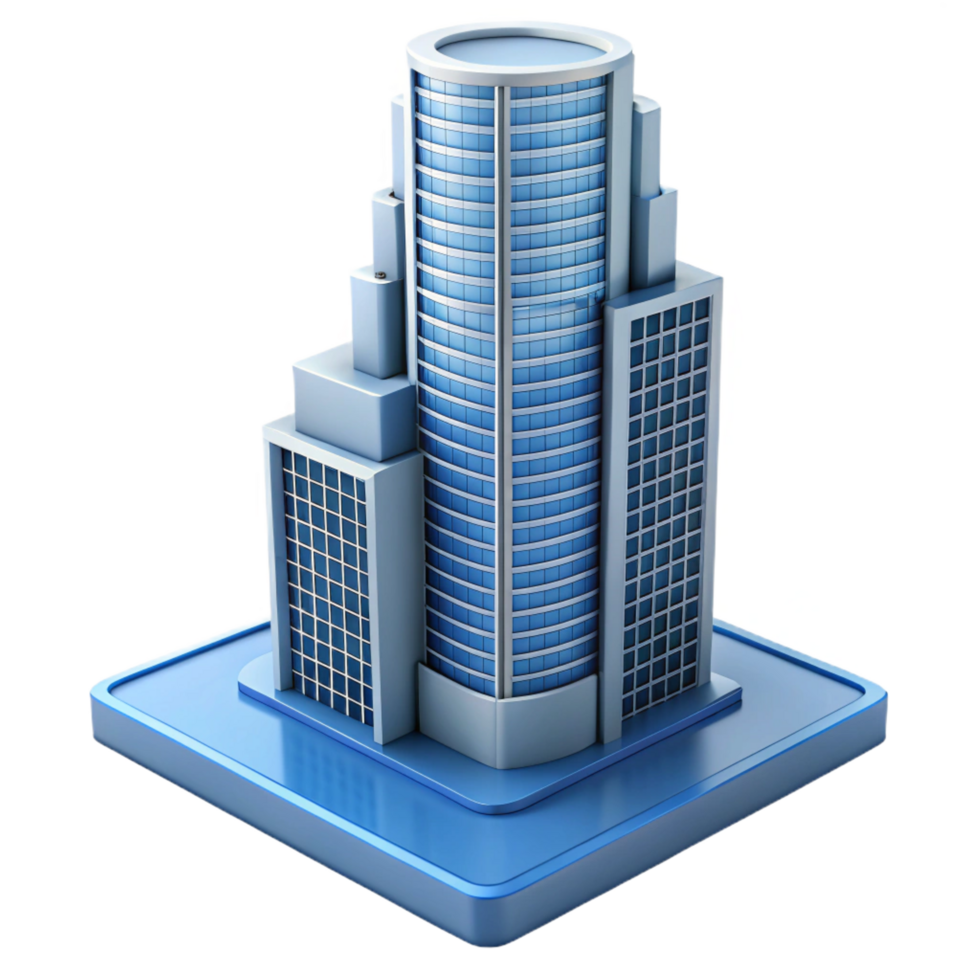 playful pristine Modern skyscraper architectural model with Transparent Background top-tier png